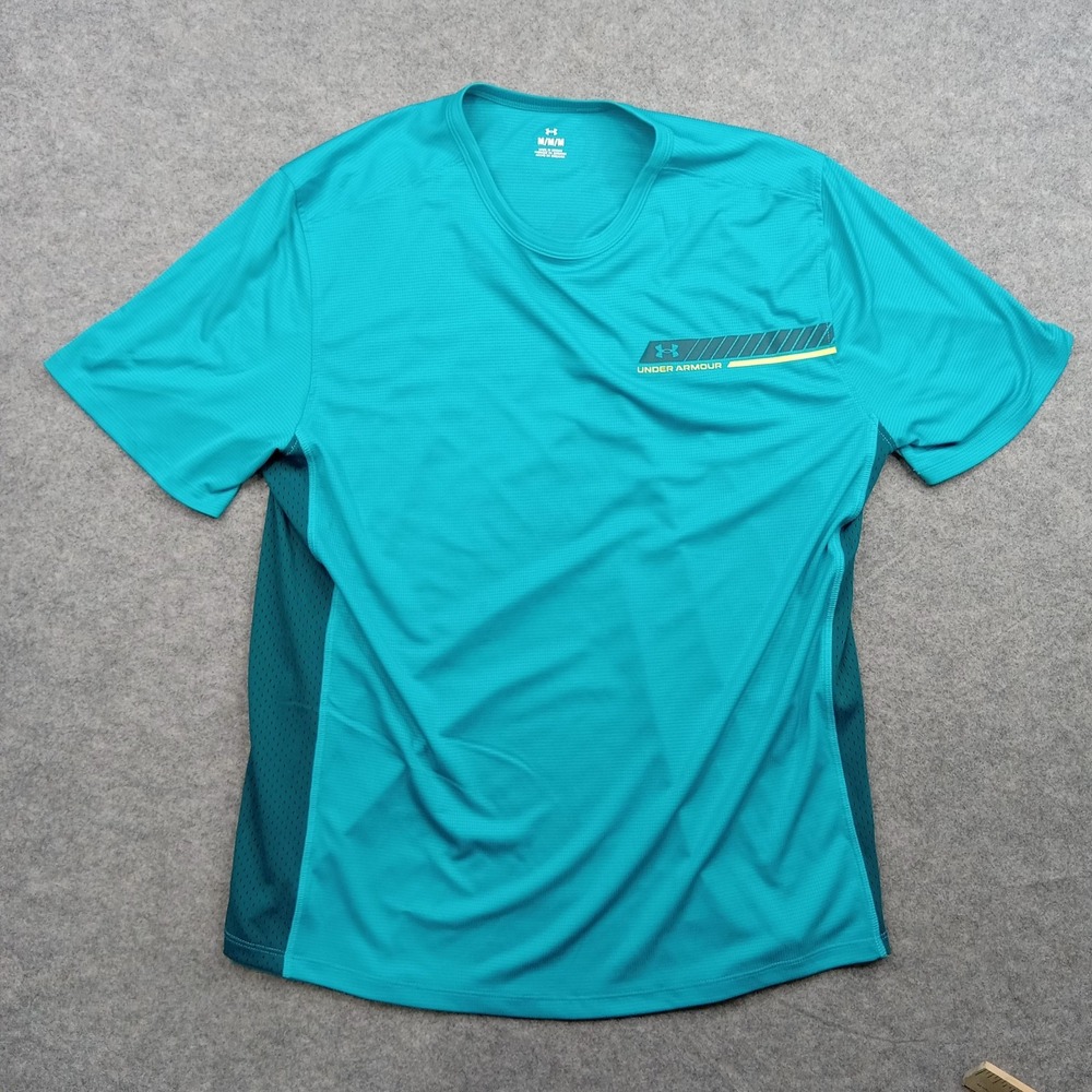 Under Armour Shirt Mens Medium Blue Short Sleeve Mesh Performance Athletic Top